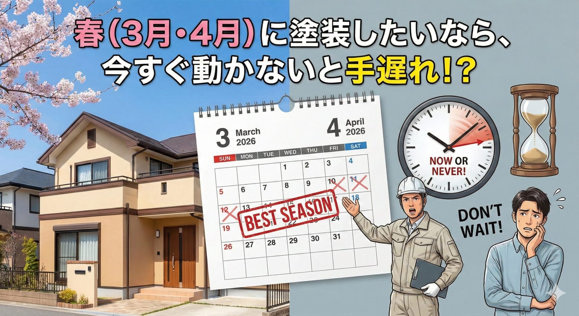 春（3月・4月）に外壁塗装したいなら、今すぐ動かないと手遅れ！？