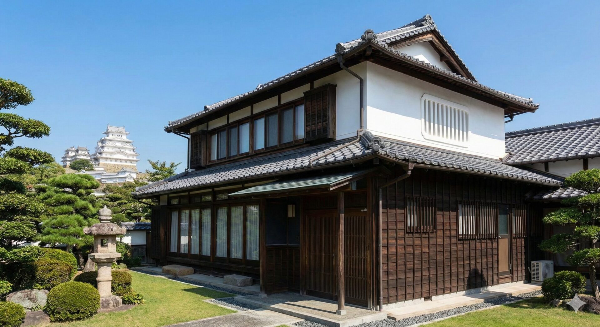 姫路市にある、適切にメンテナンスされた信頼感のある日本家屋の外観。落ち着いた雰囲気。