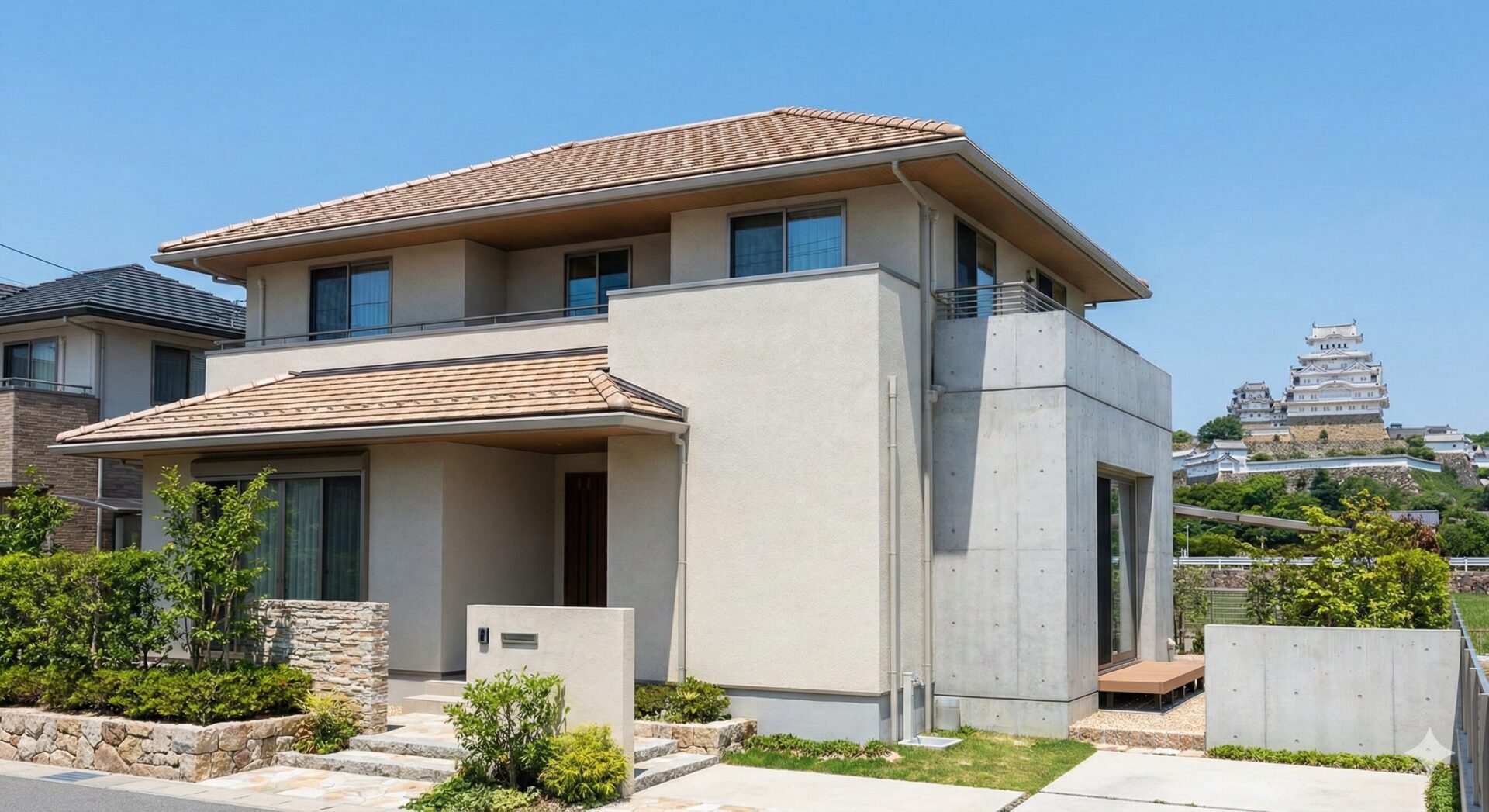 姫路市にある、適切にメンテナンスされた信頼感のある日本家屋の外観。落ち着いた雰囲気。